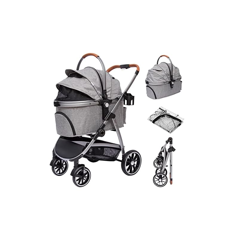 PETTOMペットカート 分離型 小型中型犬 猫 軽量 折りたたみ 後輪ブレーキ付 耐荷重20Kg