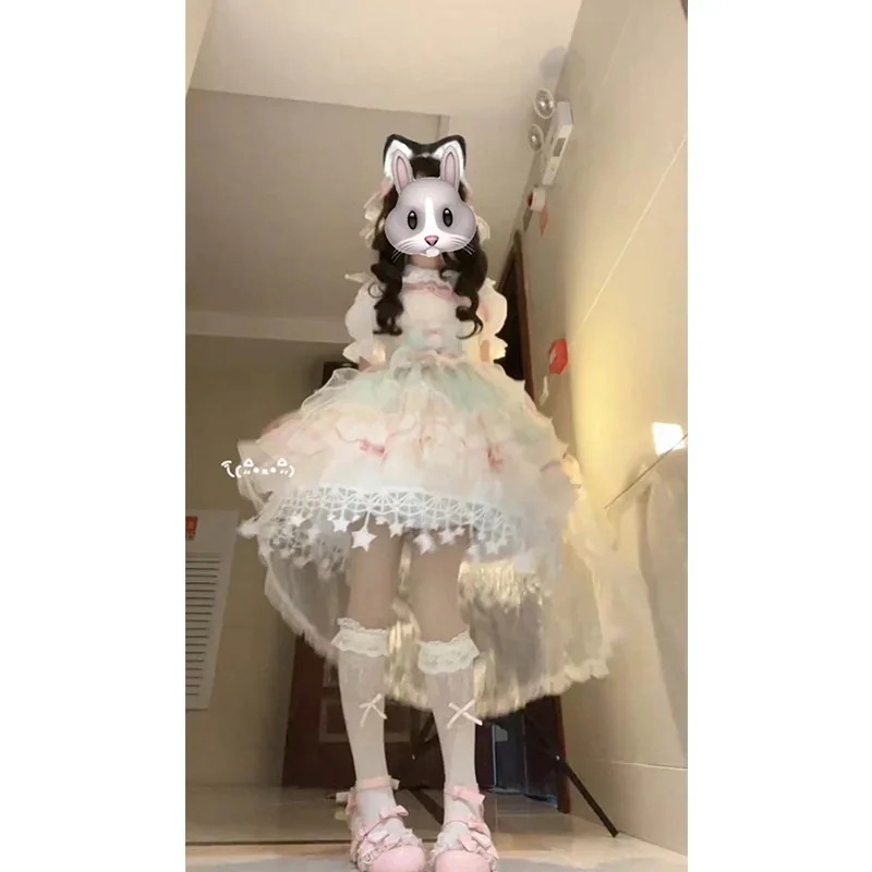 ロリータ バレエ風かわいいロリータ姫風ホルター花つぼみスカートチュチュ女性