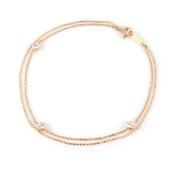 リボン済＆紙袋 ブレスレット 正規品 レディース 3石ブレスレット トパーズ K10ピンクゴールド 祝い