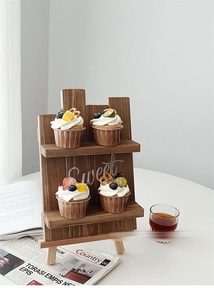INSスタイル レストラン展示棚 結婚式展示棚 デザート棚 デザート台 ケーキ展示棚 原木 レトロ カフェ展示棚 菓子皿棚 デザインセンス 大人気 トレンド