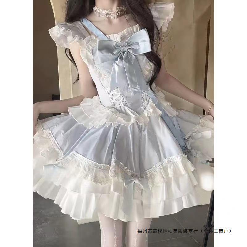 スウィートロリータ プリンセスロリータ 初恋気分 スイートフライングスリーブパフスカート 誕生日ドレス ドレス 女性用