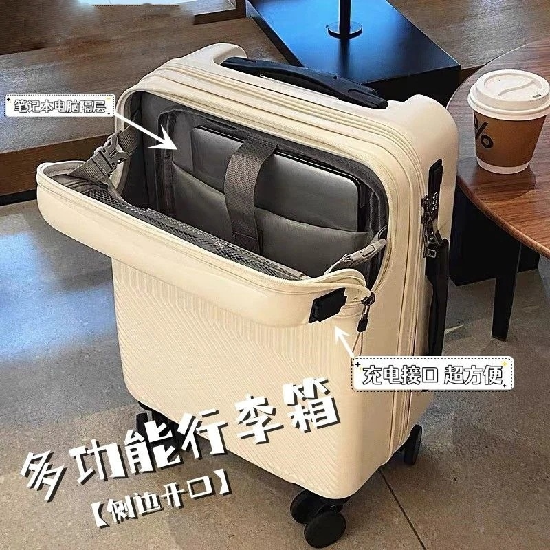 多機能フロントオープンスーツケーストロリーケース男性と女性のための旅行機内持ち込みケース充電インターフェース付き軽量機内持ち込みケース