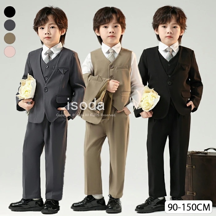 入学式 スーツ 男の子 卒園式 スーツ フォーマルスーツ フォーマル 卒業式 キッズスーツ 七五三 子供服 長袖 5点セット 結婚式 セットアップ 紳士服 韓国 ジュニア ゆったり シャツ ベスト 七