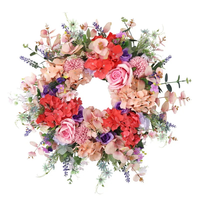 開店 壁掛け 緑 屋外 リース リース クリスマス 正面玄関 春 24インチ ギフト オールシーズン 60cm 夏 フェイクフラワー ル リース ローズ 誕生日プレゼント フェイク 大きなフラワー 花