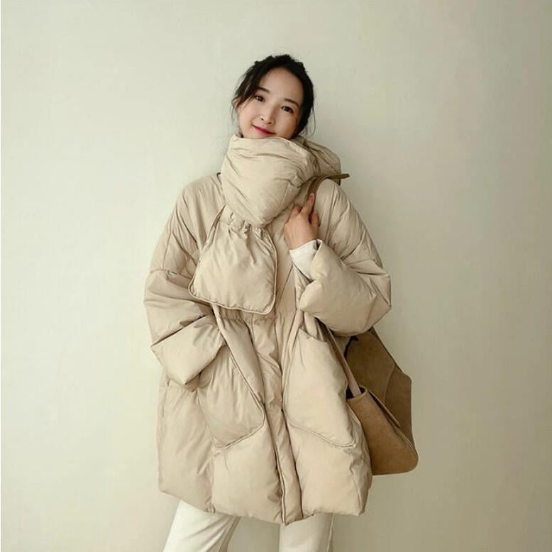 ダウンコート レディース ダウンジャケット ロングコート 冬 マフラー アウター 軽い 暖か 厚手 襟なし コート おしゃれ 秋冬 防寒 20代 30代 40代 セットアップ