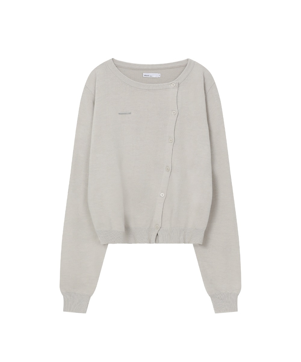 【MISEKI SEOUL】 UNBALANCED KNIT CARDIGAN : OATMEAL