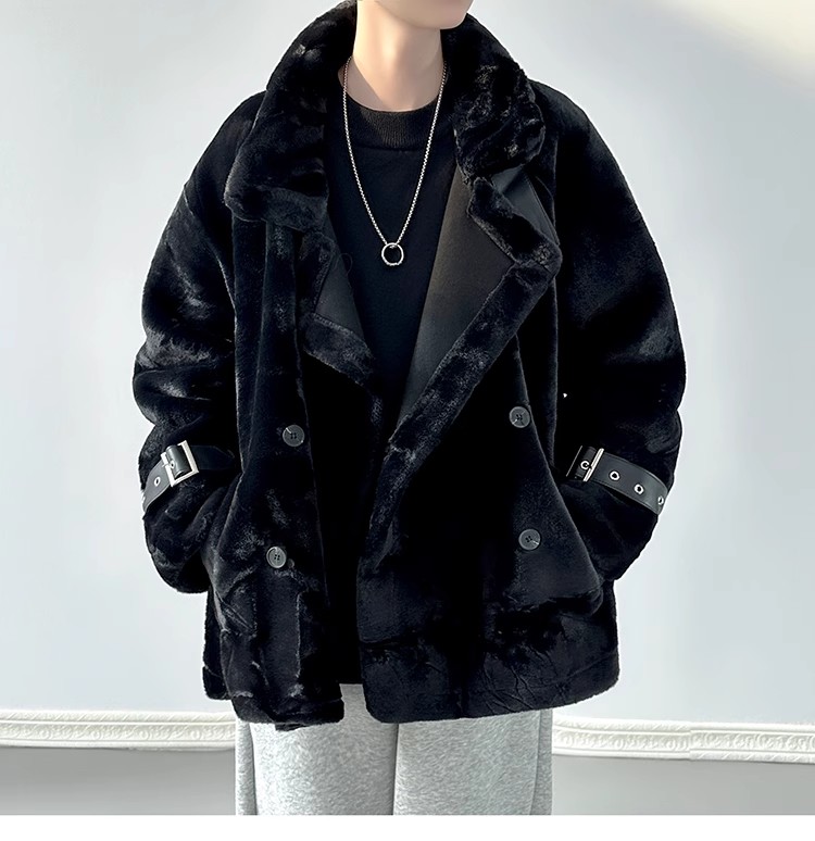 2024秋冬新品韓国ファッション コート 中綿アウター メンズファッションファージャケット 防寒 暖かい 人工ファーPC05 3COLOR