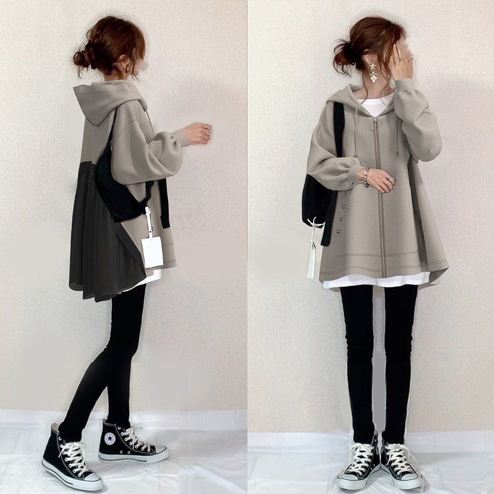 【今季注目】 春 ゆるい 柔らかい 無地 フード付き ショート パーカー