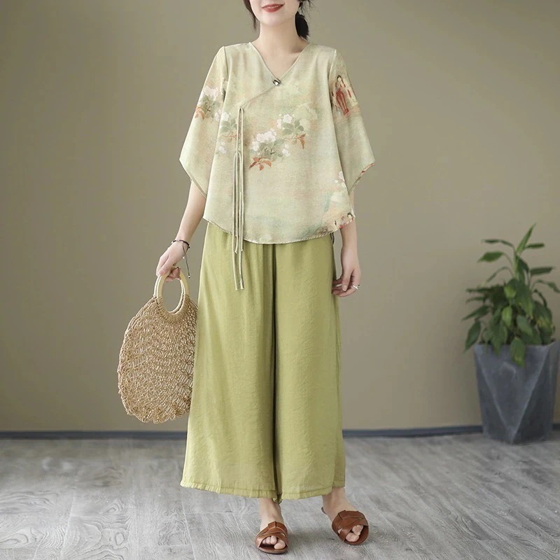 「ファットガール」 民族風 上下セット 春夏 レディース 大人 30代 40代 中年 体型カバー 大きいサイズ セットアップ 中華風 ジャージ 卒業式 ママ フォーマル スーツセットアップ 7 メガ割