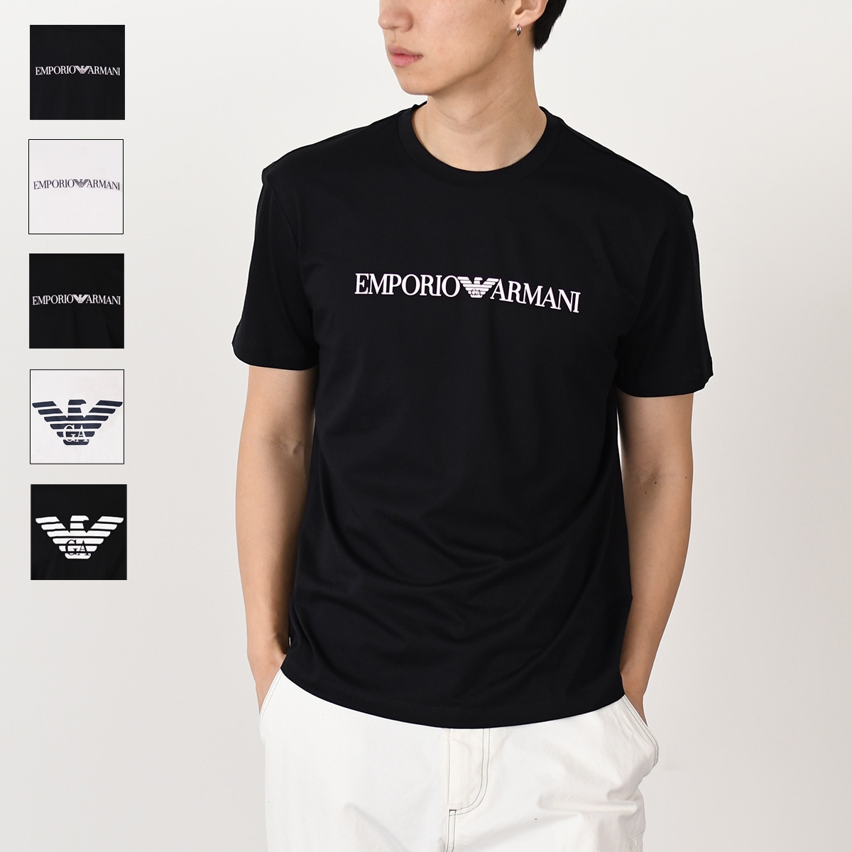 Tシャツ トップス ロゴT ピマジャージー ロゴプリント 8N1TN5 1JPZZ メンズ ブラック クルーネック