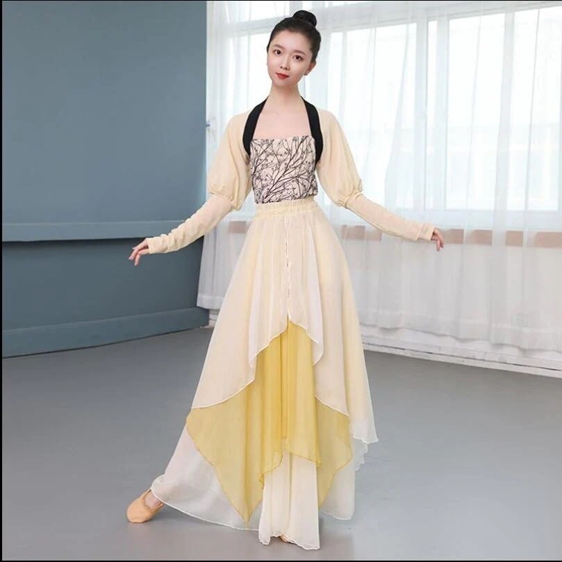 古典舞踊衣装女性の飄々とした趣舞紗衣漢唐が民族公演服を披露