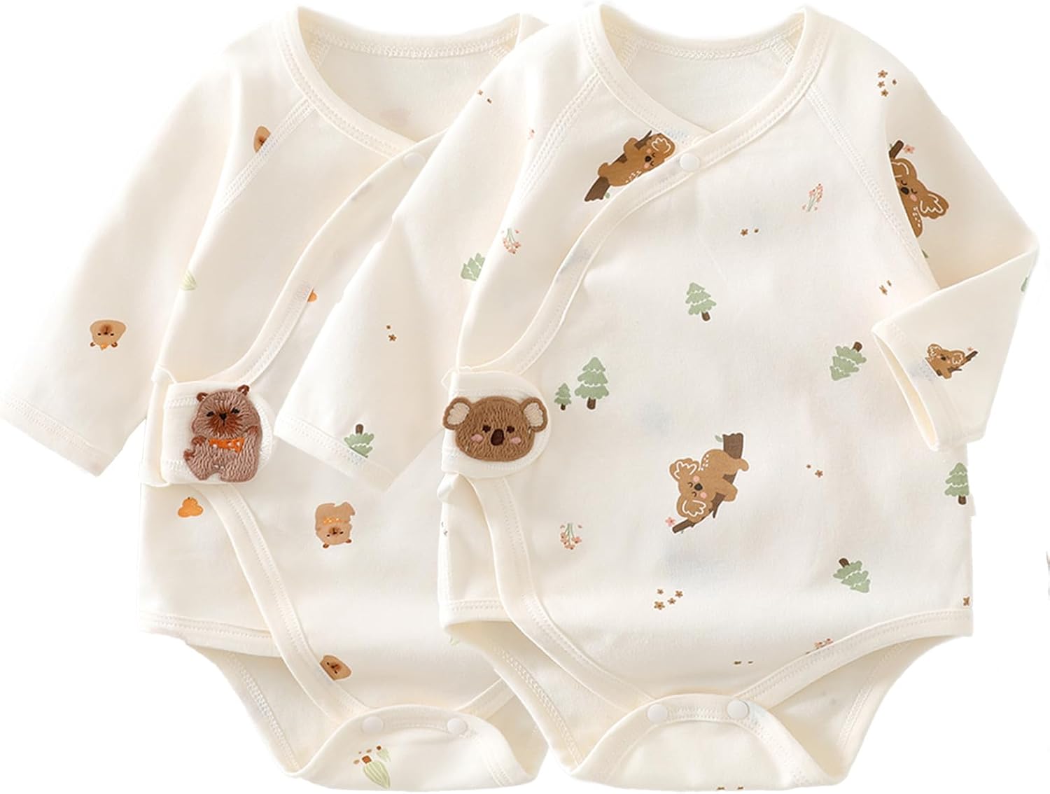 HAYAHARU 綿1% 長袖カバーオール 新生児 肌着 ボディスーツ かわいい 男の子 女の子 ロンパース 赤ちゃん服 柔らかい 子供服 ベーシック服 パジャマ 出産祝い プレゼント