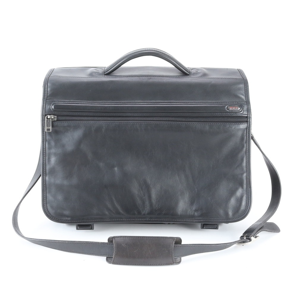 美品 トレーサータグ付 96171D4 レザー 2WAY ビジネス バッグ 斜め掛け 書類鞄 ブリーフケース トート 通勤 ショルダー メッセンジャー 本革 ブラック 黒 A4 メンズ RWM ED6