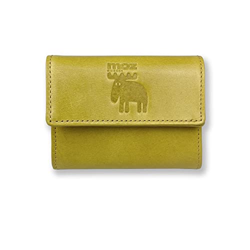 全3色！moz（モズ）リアルレザー 三つ折り 財布 ミニウォレット ボックス 小銭入れ(86080) (YELLOW)