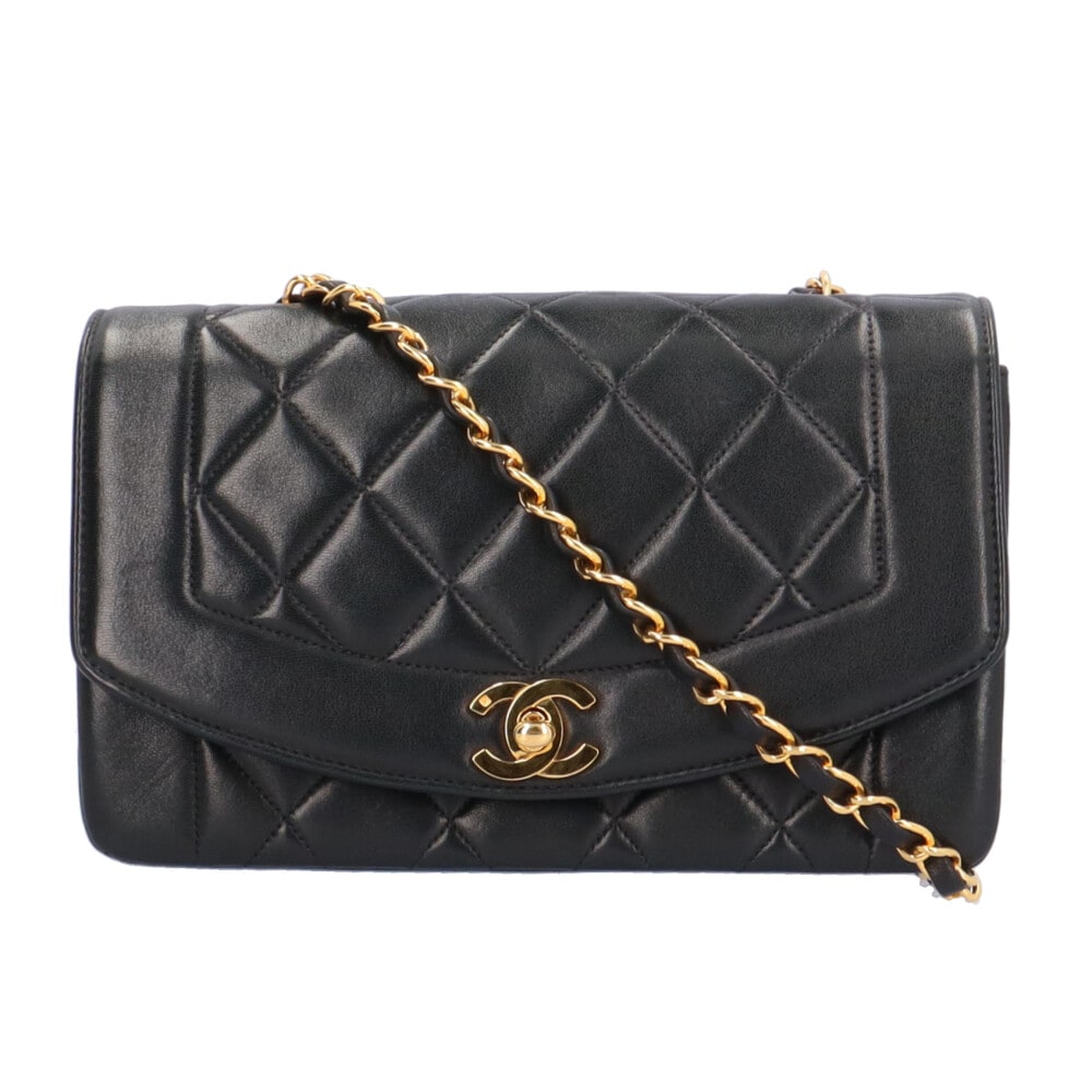 シャネル ダイアナ マトラッセ ショルダーバッグ ラムスキン A01164 ブラック CHANEL 中古 美品 269,775円