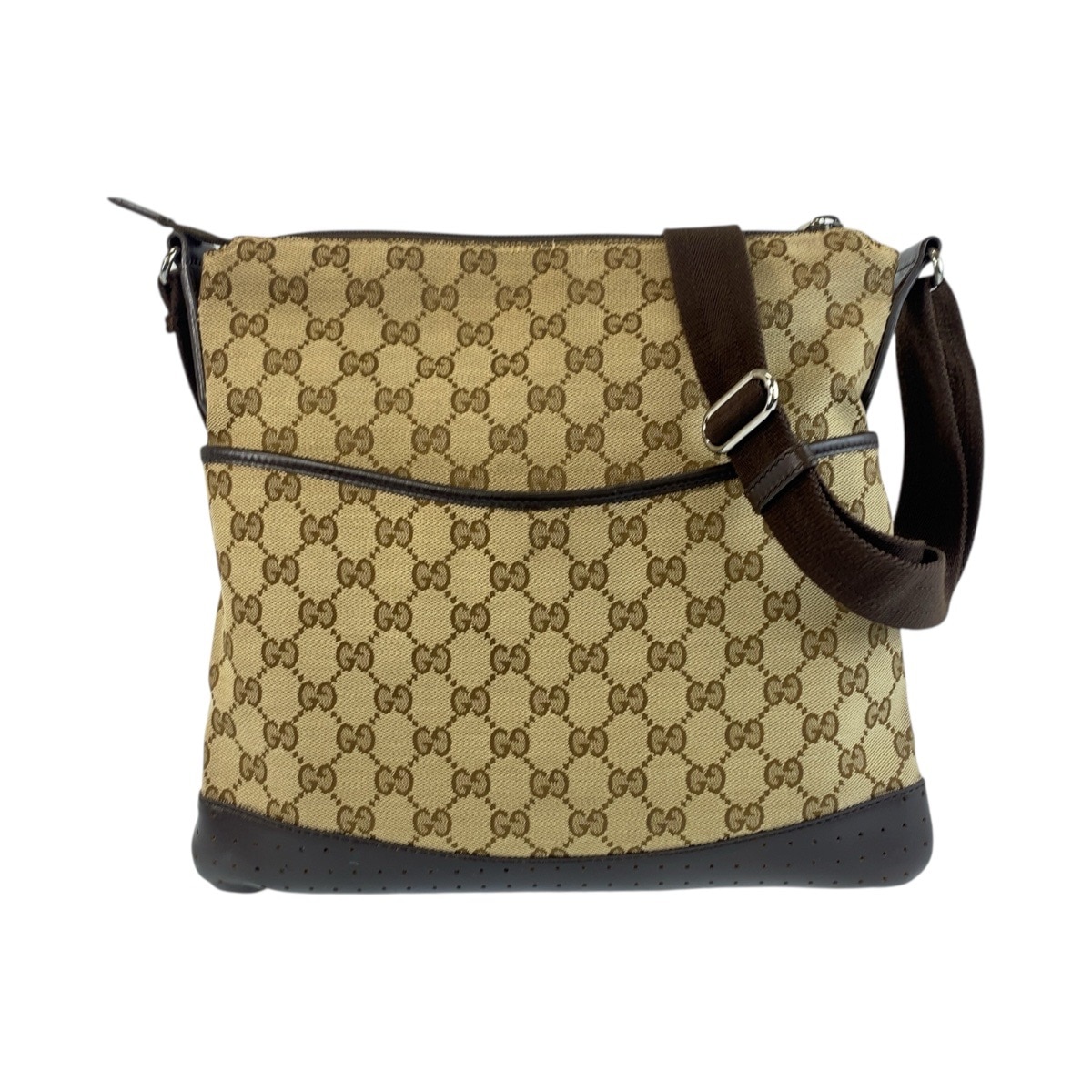 ベージュ ブラウン シルバー金具 GGキャンバス/レザー 145857 ショルダーバッグ メッセンジャーバッグ レディース 504625