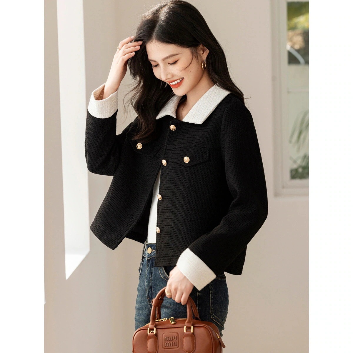 アウタートレンチコートコート 編む レディース 女 高級感 レディースファッション 気質 韓国 2023 上着 冬アウター 小香風 ファッション 福袋 ジャケット 秋