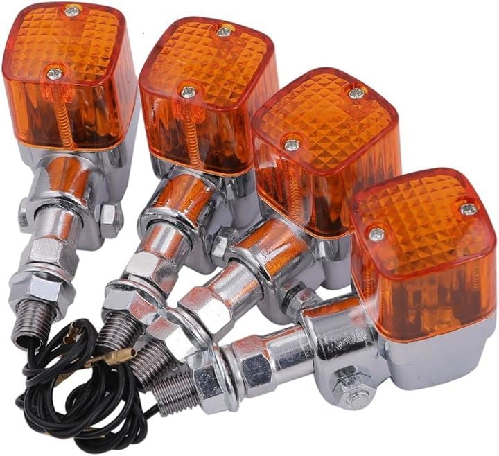 角型 ヨーロピアン メッキ ウインカー ステー 付 クリアー スモーク オレンジ レンズ 各種 ゼファー400 ZRX400 Z400FX GPZ400F 等 汎用(オレンジ4個セット)