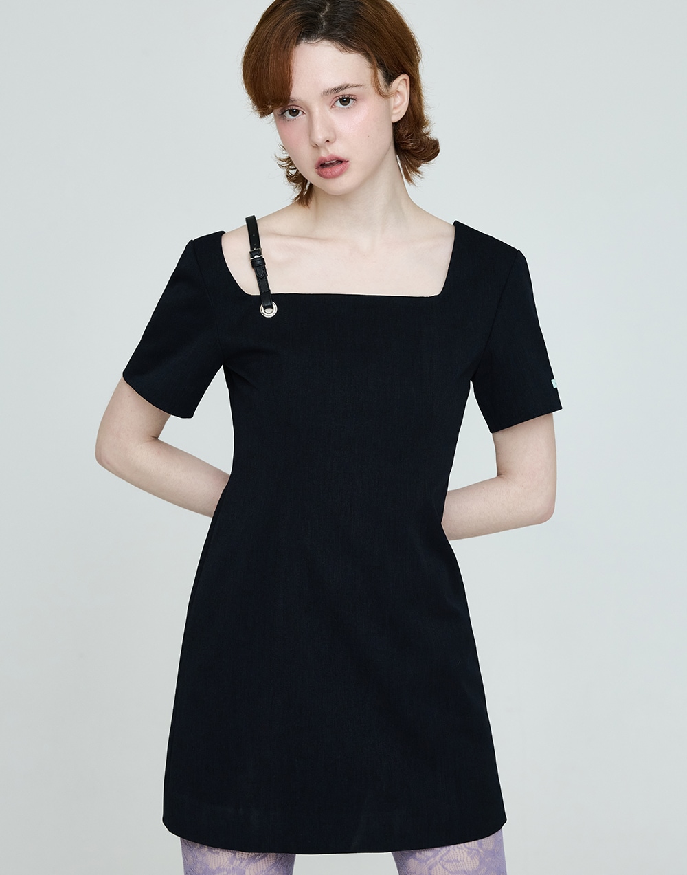CLASSIC ONE-SHOULDER DRESS - DARK NAVY