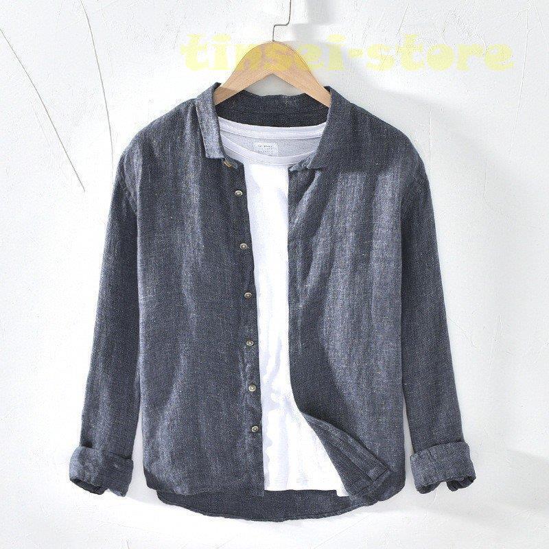 新モデル発売 リネンシャツ メンズ 長袖 無地 シンプル カジュアルシャツ 夏トップス 麻 長袖シャツ 利用可能なポイント