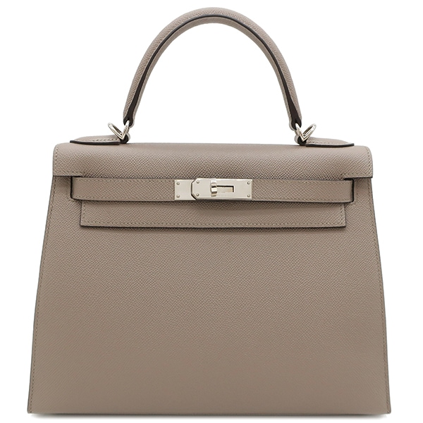 エルメス HERMES 2WAYバッグ ケリー28 外縫い ヴォーエプソン グリアスファルト シルバー金具 ショルダー C刻印 【箱】【中古】