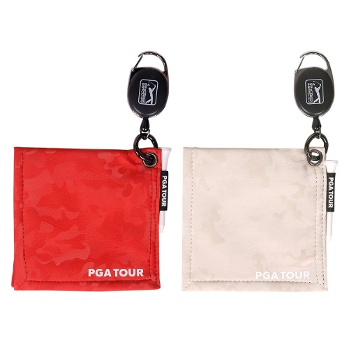 PGAツアー迷彩ゴルフリールクリーナースポーツタオル21PTACL - 赤x 1 +アイボリーx 1便利なゴルフボールクラブヘッドブラシ用品