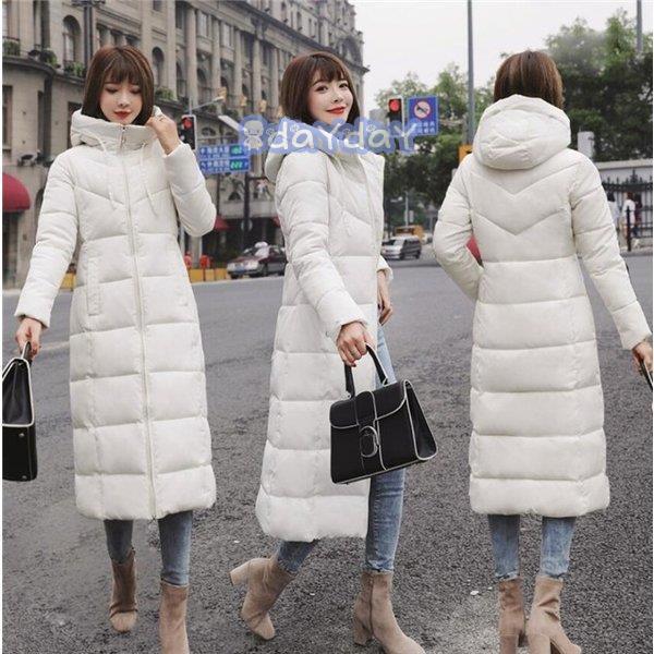 【迅速出荷】 中綿ジャケット レディース ロング コート ダウンコート アウター フード付き スリム 冬 防寒服