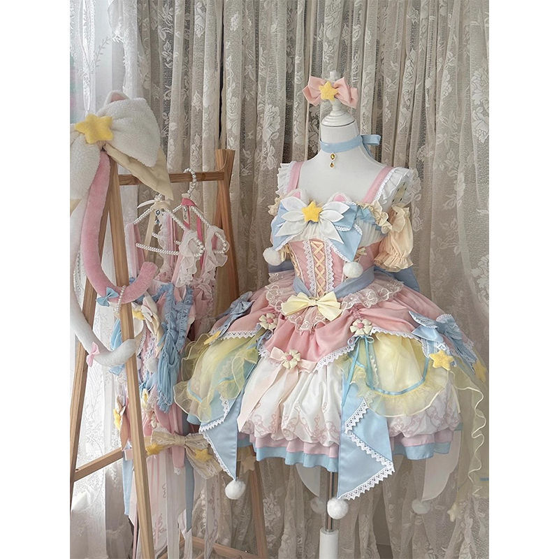 Cos服魔法少女lolitaピンクブルーワンピースjsk花嫁コスプレ服プリンセスドレス 15,469円