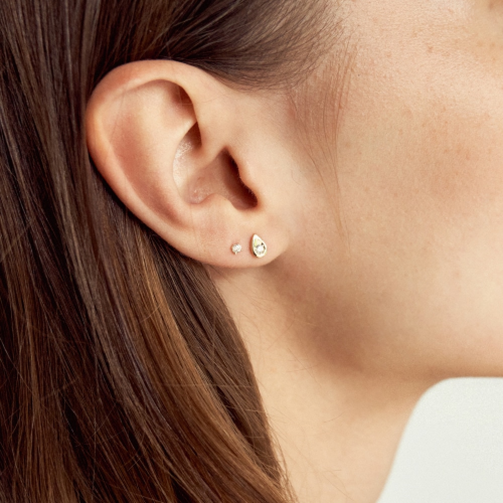 LUNNE 14k ダイヤモンドソリッドウォータードロップピアス 14k ゴールド LCE08