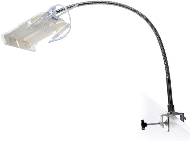 ベッドブックアーム 寝ながら読書 ブックエンド ブックスタンド タブレットアーム タブレットスタンド 書見台 本置き デスクアーム ブックライト付き(ホワイト)