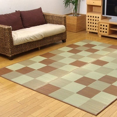 イケヒコ・コーポレーション 純国産 い草ラグカーペット 『Fブロック2』 ブラウン 約191×250cm(裏:ウレタン) 8220780 【送料無料】