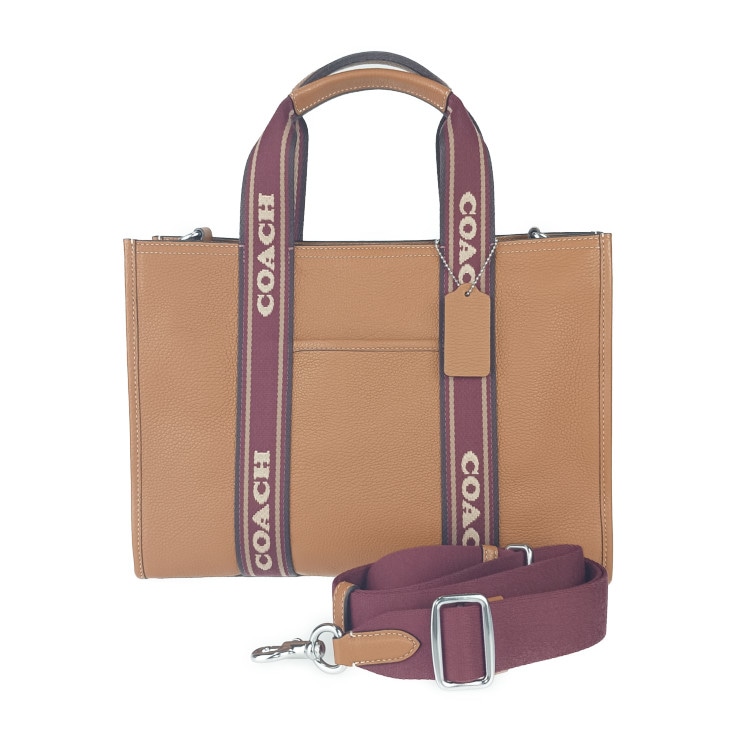 新古未使用展示品 COACH コーチ スミス トートバッグ CM067 ブラウン系 レザー レディース 2WAY ショルダーバッグ ハンドバッグ シルバー金具【本物保証】【本物保証】