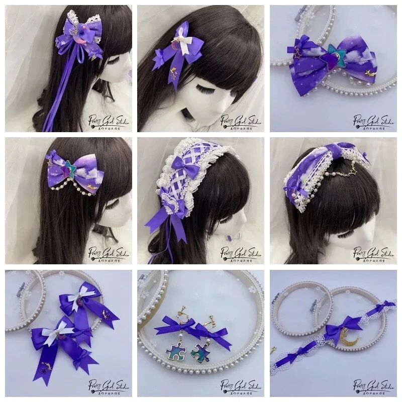 紫のロリータヘアアクセサリーロリータヘアピンKC雲の歌apZiyunリトルホワイトクラウドヘアアクセ