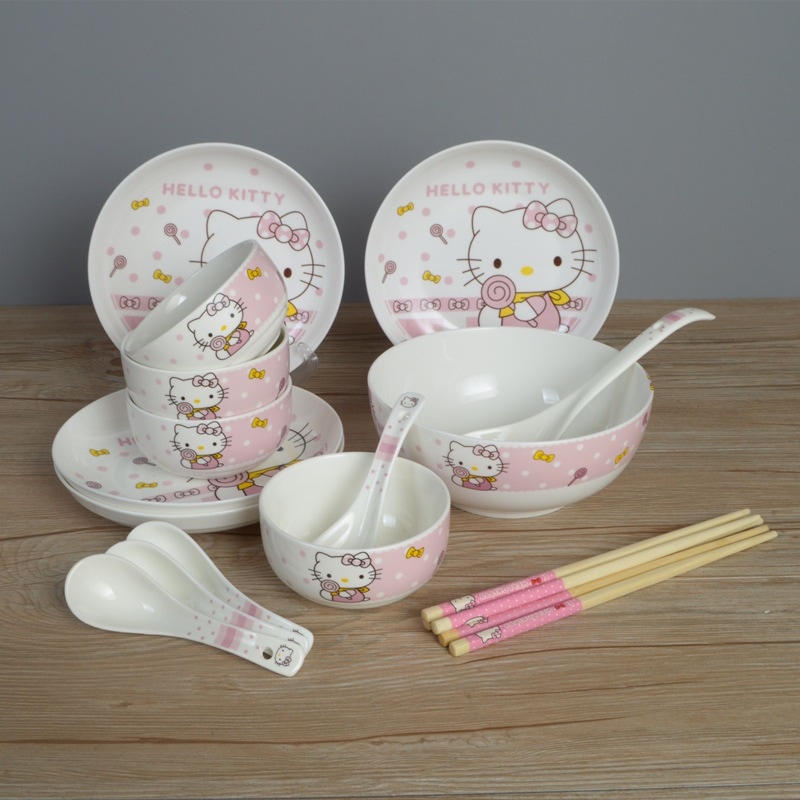キャラクター猫韓国式陶磁器食器和風かわいいぬいぐるみ陶磁器かわいいお皿お椀お椀セット