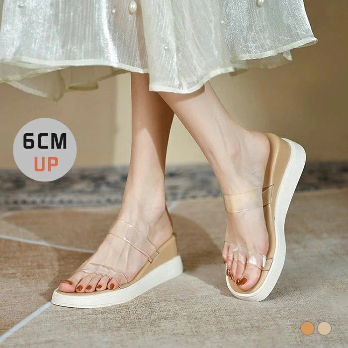 【20点セット】【送料無料】厚底サンダル 厚底シューズ サンダル クリアサンダル スリッパ 透明 ミュール レディース 歩きやすい 軽量 通気性 安定感 美脚 6cm ウェッジサンダル 夏 厚底 ぺた