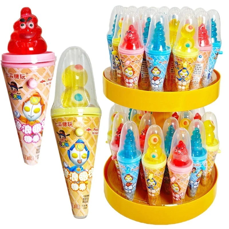 工ガ割-子供向けの楽しいキャンディースナックギフトプレスと回転ロリポップフルーツフレーバーアイボールシュガーシュガースクリューネジキャンディー 誕生日プレゼント 子供の贈り物 誕生日プレゼント 子供の