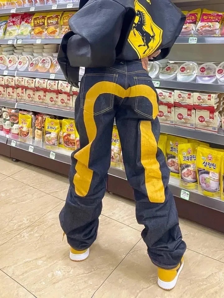 女性のゴシックジーンズ,レトロなストリートウェア,黒のカーゴパンク,ヴィンテージ,kpopプリント,ワイドレッグ,秋のパンツ