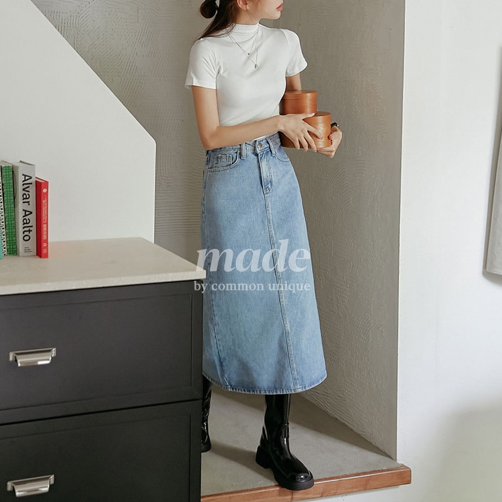 9天井突破/MADEモンティスリットデニムロングスカート