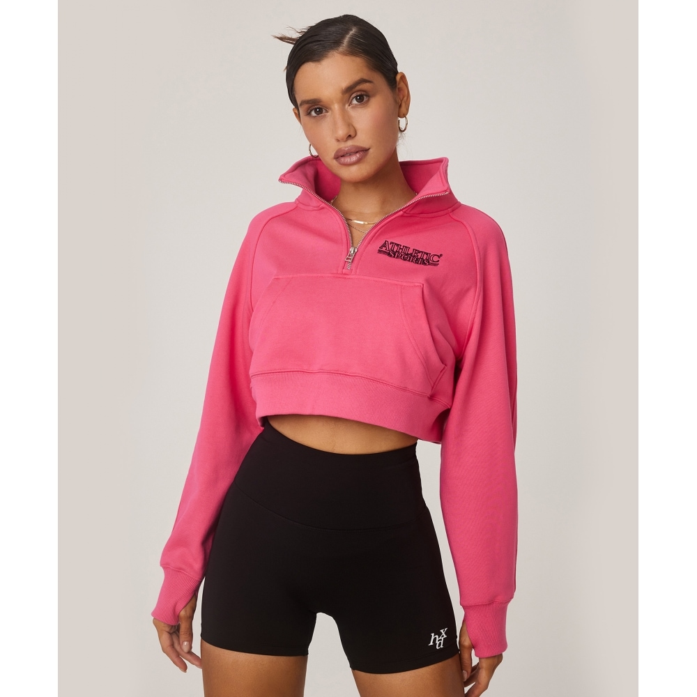 HDEX レディースアスレチックハーフジップアップスウェットシャツ