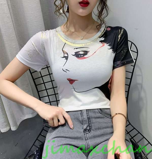 サマー　Ｔシャツ 半袖 タートルネック セーター レディースファッション タートル 胸開きタート セクシー ベアトップ 韓国風 胸元 解禁シャツ