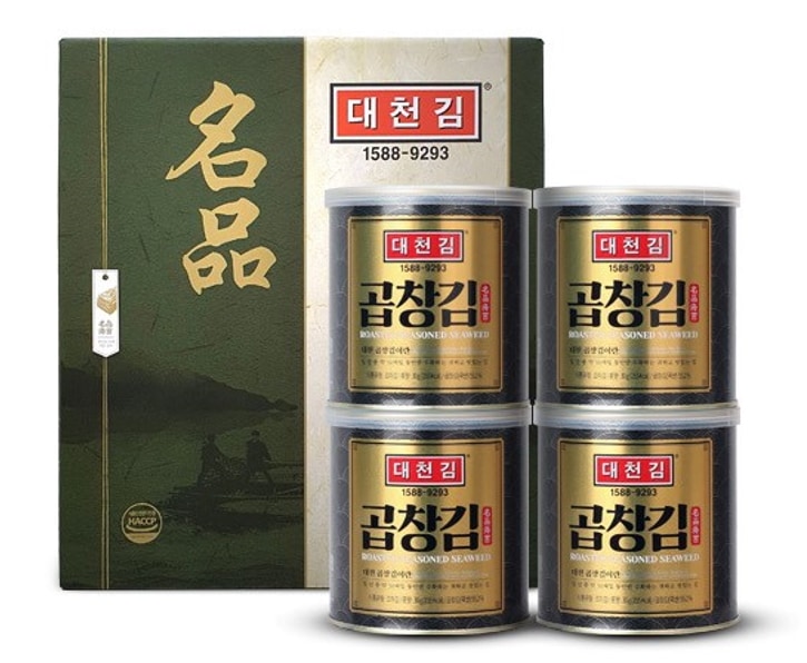 韓国のDaecheon海苔 ホルモン(コブチャン) のり ギフト用 包装 缶のり 30g * 4缶