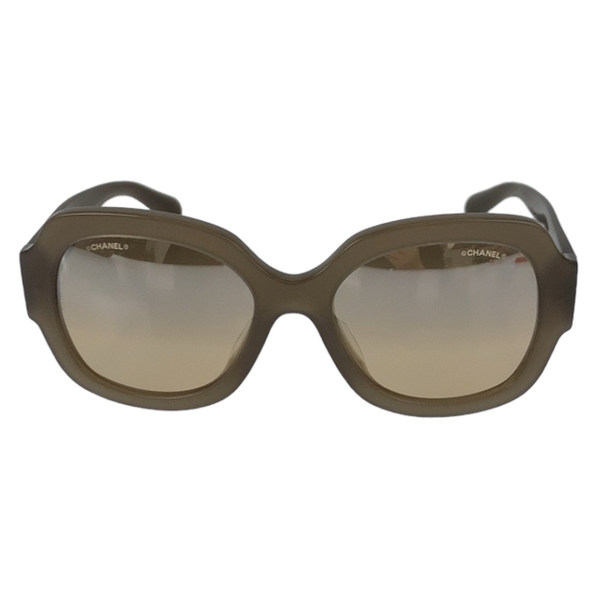 美品 ココマーク グレー グレージュ シルバー金具 プラスチック 5373-A c.1416/3D 5719 140 2N サングラス ミラーレンズ レディース 406066