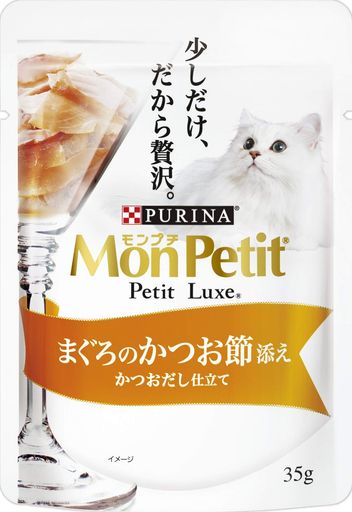 モンプチ プチリュクス パウチ 成猫用 まぐろのかつお節添え 35G×48袋入り (ケース販売) [キャットフード]