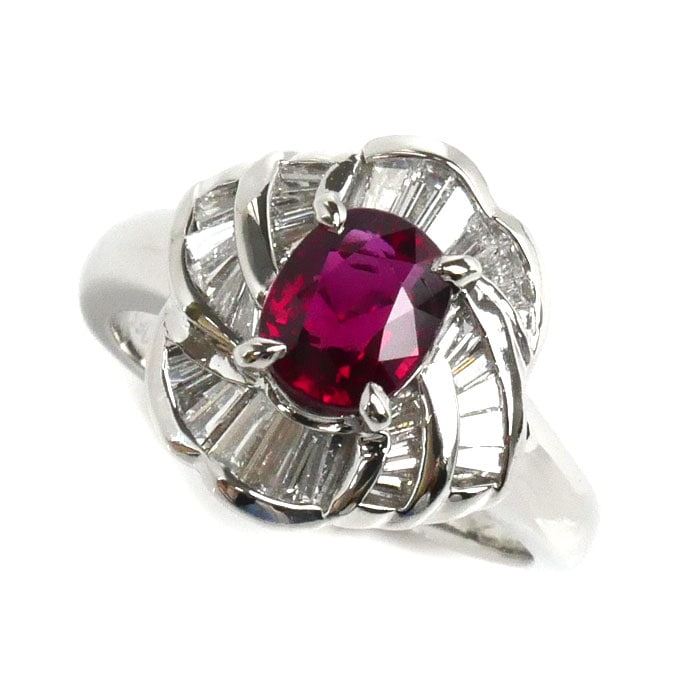 Pt900プラチナ リング指輪 ルビー1.03ct ダイヤモンド0.42ct 8.5号 6.5g レディース 中古 美品 180,000円