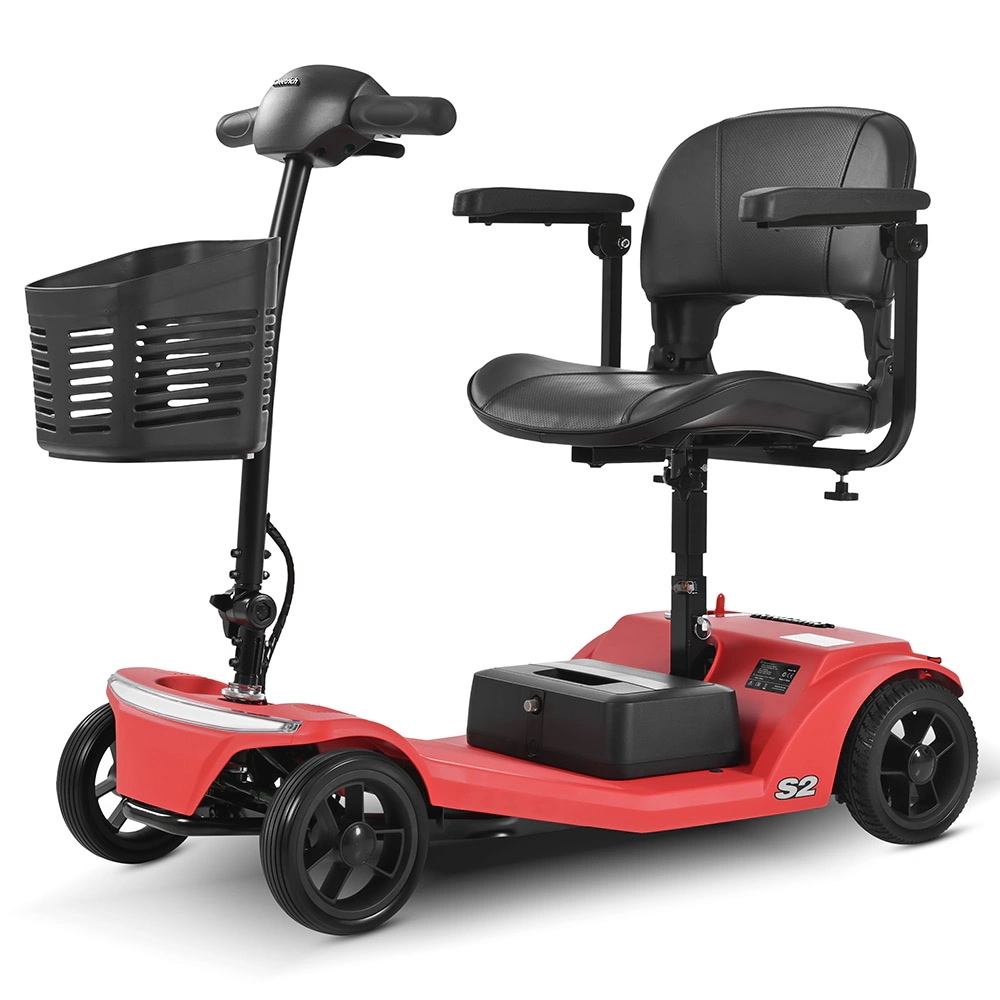 4輪モビリティスクーター 最大積載重量300ポンド（約136kg） 大人・高齢者向け S2-RED