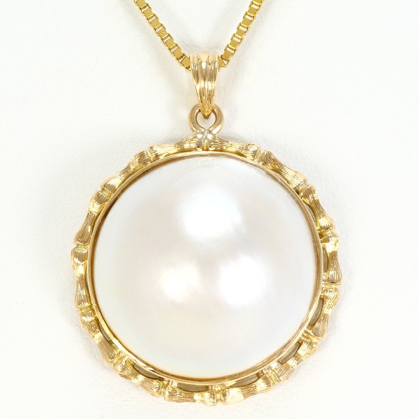 14K YG ネックレス マベパール(真珠) 総重量約13.1g 約60cm ジュエリー 中古 47,904円