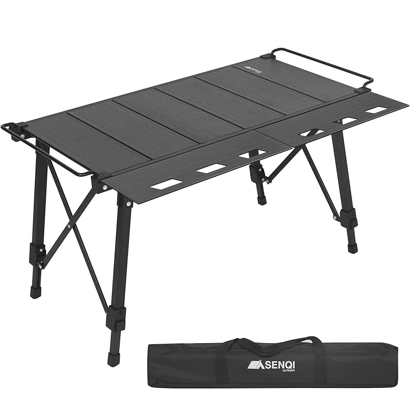 SENQI アウトドアテーブル IGTテーブル 折りたたみ 携帯便利 キャンプテーブル 高さ調整可能 6+2枚パネルテーブル 両側拡張可能 マルチキッチンテーブル 掛けレバー付き バーベキュー 頑丈ア