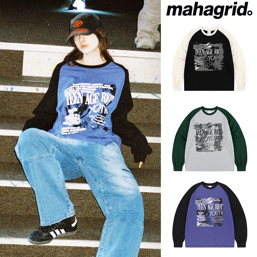 [mahagrid] YOUTH RAGLAN LS TEE