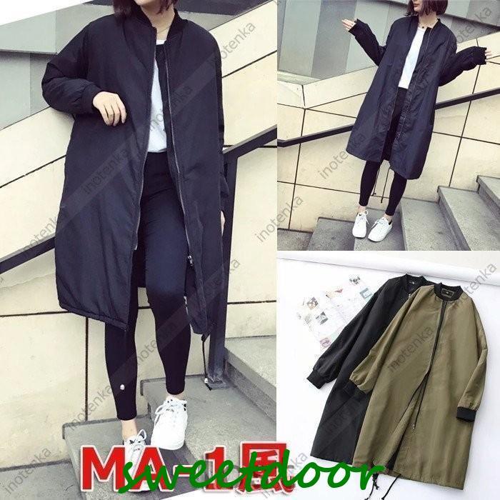 新品掲載!ロングロングコートレディースaライン無地フライトミリタリーゆったりカジュアルアウター春秋
