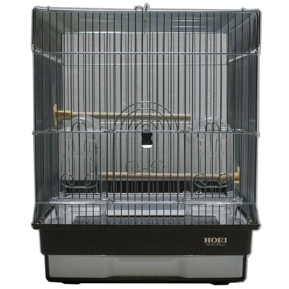 鳥かご　ＨＯＥＩ　３５角Ｇ　ブラウン　（３７X４１．５X４４ｃｍ）　セキセイ　小型インコ　フィンチ　本体アミ４面一体　ＣＲＣ55―15―10―10―00